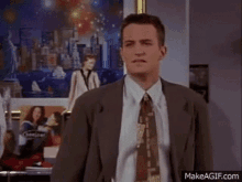 A Man In A Suit And Tie Is Saying " This Is Great I 'Ll Give You A Call We Should Do It Again " GIF