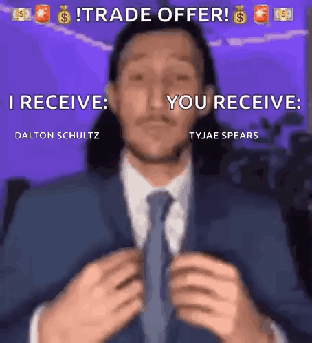 A Man In A Suit And Tie Is Saying Trade Offer GIF