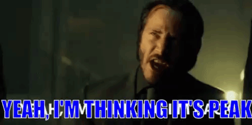 A Man In A Suit And Tie Is Screaming And Says `` Yeah , I 'M Thinking It 'S Peak '' GIF