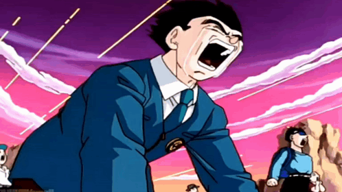 A Man In A Suit And Tie Is Screaming In A Cartoon GIF