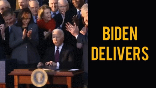 Man In Suit Signing Document With Biden Below GIF