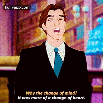 A Man In A Suit And Tie Is Singing Why The Change Of Mind ? It Was More Of A Change Of Heart GIF