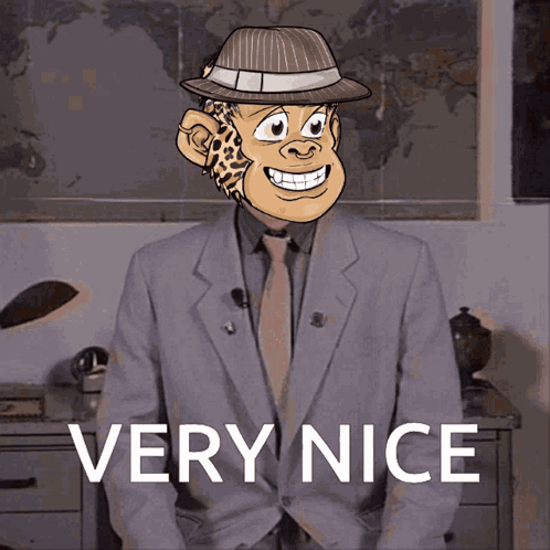 A Man In A Suit And Tie Is Smiling And The Words Very Nice Are Below Him GIF
