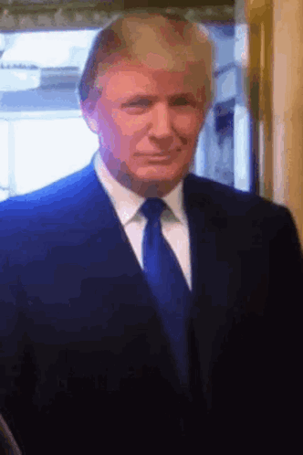 A Man In A Suit And Tie Is Standing In Front Of A Window GIF