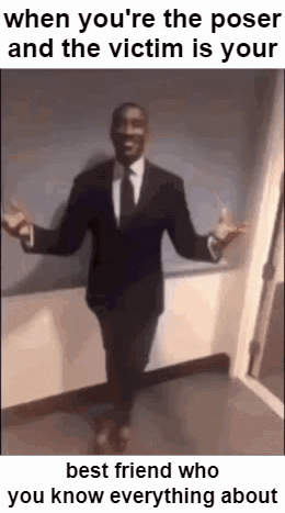 A Man In A Suit And Tie Is Standing With His Arms Outstretched . GIF