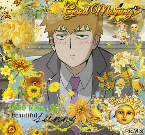 Man In Suit Surrounded By Flowers And Butterflies GIF