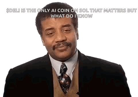 a man in a suit and tie is talking about deli