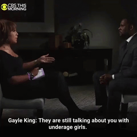 A Man In A Suit And Tie Is Talking To R Kelly On Cbs This Morning . GIF