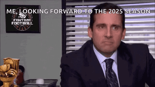 A Man In A Suit And Tie Looks Forward To The 2025 Season GIF