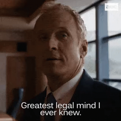 A Man In A Suit And Tie Says `` Greatest Legal Mind I Ever Knew '' . GIF