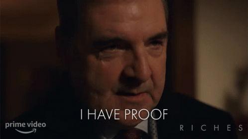 A Man In A Suit And Tie Says I Have Proof In A Prime Video Ad GIF
