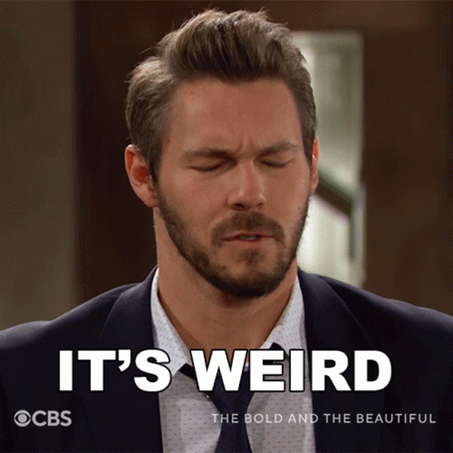 A Man In A Suit And Tie Says It 'S Weird On A Cbs Poster GIF