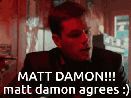 A Man In A Suit And Tie Says Matt Damon Matt Damon Agrees GIF