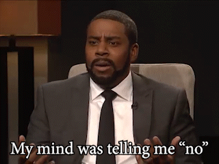 A Man In A Suit And Tie Says " My Mind Was Telling Me No " GIF