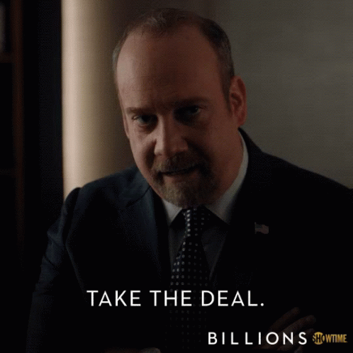 A Man In A Suit And Tie Says Take The Deal Billions Showtime GIF
