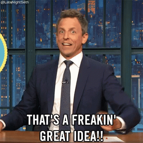 A Man In A Suit And Tie Says That 'S A Freakin ' Great Idea ! GIF