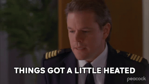 A Man In A Suit And Tie Says Things Got A Little Heated On Peacock GIF