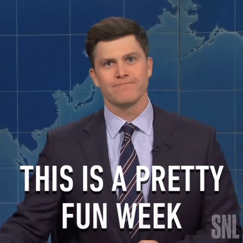 A Man In A Suit And Tie Says This Is A Pretty Fun Week . GIF