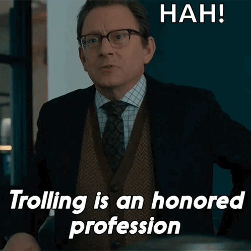 Man In Suit Saying Trolling Is An Honored Profession GIF