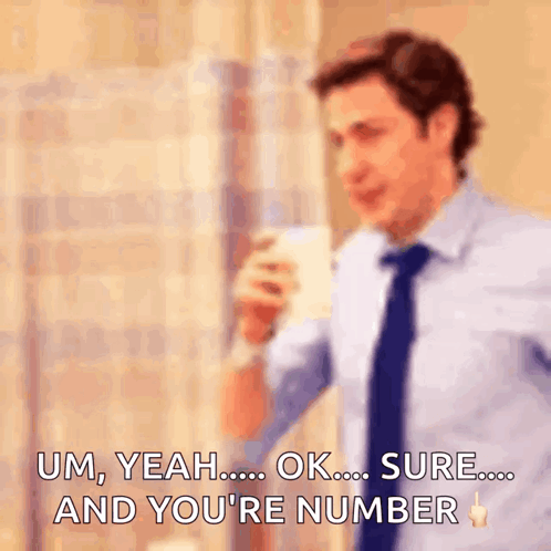 A Man In A Suit And Tie Says Um Yeah Ok Sure And You 'Re Number . GIF