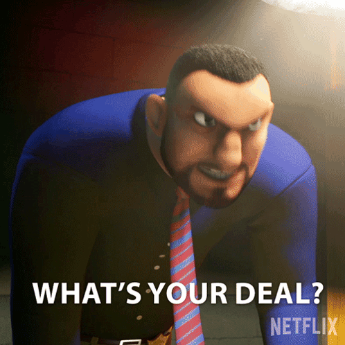 A Man In A Suit And Tie Says " What 'S Your Deal Netflix " GIF