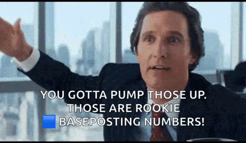 A Man In A Suit And Tie Says You Gotta Pump Those Up GIF