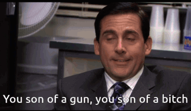 A Man In A Suit And Tie Says " You Son Of A Gun " GIF