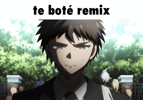 a man in a suit and tie stands in front of a sign that says te bote remix