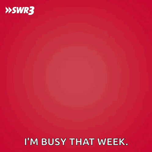 A Man In A Suit And Tie Talking On A Cell Phone With The Words " I 'M Busy That Week " Below Him GIF