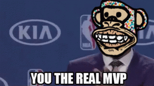 A Man In A Suit And Tie With A Monkey On His Face And The Words You The Real Mvp GIF