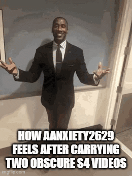 A Man In A Suit And Tie With His Arms Outstretched GIF