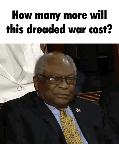 A Man In A Suit And Tie With The Words How Many More Will This Dreaded War Cost Above Him GIF