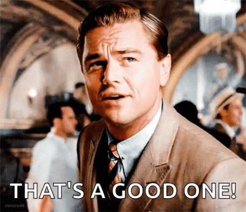 A Man In A Suit And Tie With The Words That 'S A Good One GIF