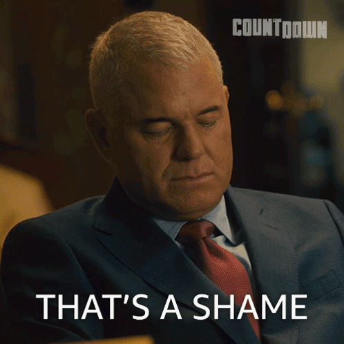 A Man In A Suit And Tie With The Words That 'S A Shame Behind Him GIF