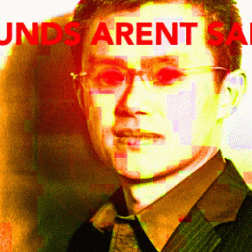 A Man In A Suit And Tie With The Words " Unds Aren T Sale " Written On The Bottom GIF