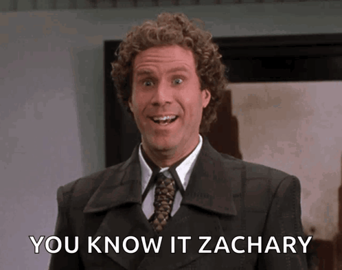 A Man In A Suit And Tie With The Words You Know It Zachary Below Him GIF