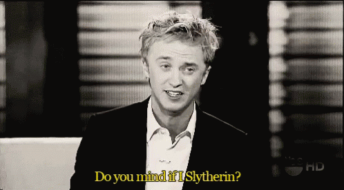 A Man In A Suit And White Shirt Is Asking Do You Mind If I Slytherin GIF