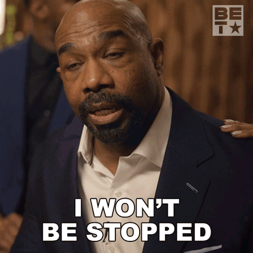 A Man In A Suit And White Shirt Says I Won 'T Be Stopped GIF