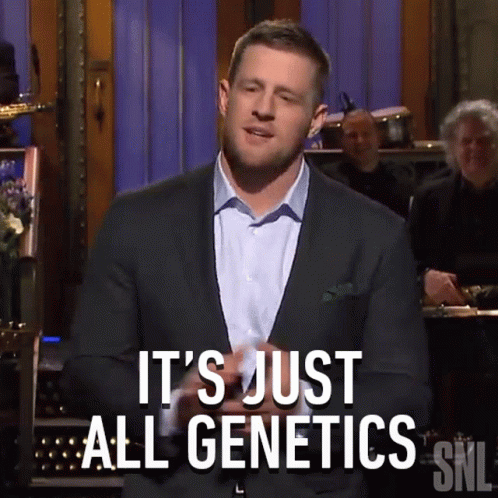 A Man In A Suit And White Shirt Says It 'S Just All Genetics GIF