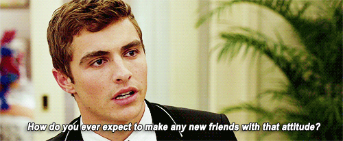 A Man In A Suit Is Asking How Do You Expect To Make Any New Friends With That Attitude GIF