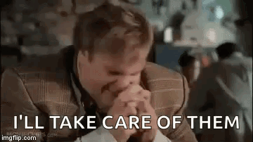 A Man In A Suit Is Covering His Face With His Hands And Saying `` I 'Ll Take Care Of Them '' GIF