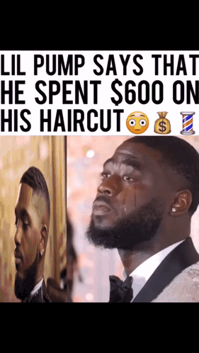 A Man In A Suit Is Crying While Looking At A Picture Of Himself GIF