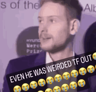 A Man In A Suit Is Crying With A Caption That Says Even He Was Weirded Tf Out GIF