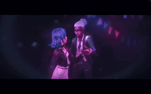 A Man In A Suit Is Dancing With A Woman In A Blue Dress GIF