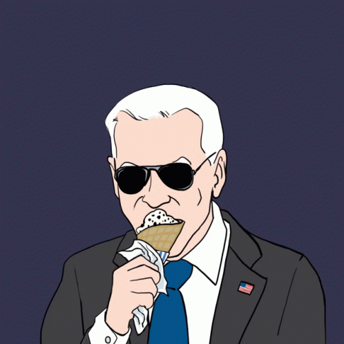 A Man In A Suit Is Eating An Ice Cream Cone With Sprinkles Coming Out Of His Head GIF