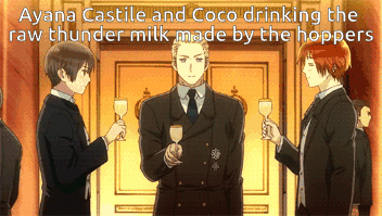 A Man In A Suit Is Holding A Glass Of Wine In Front Of A Group Of Men GIF