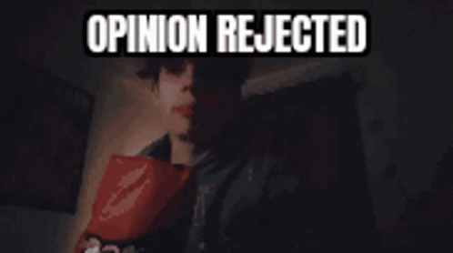 A Man In A Suit Is Holding A Piece Of Paper That Says Opinion Rejected On It GIF
