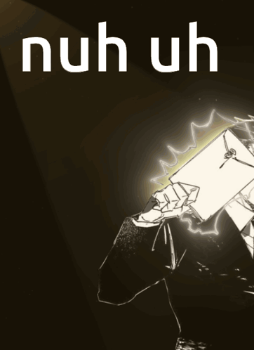 A Man In A Suit Is Holding A Piece Of Paper With The Words Nuh Uh Written On It GIF
