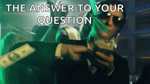 A Man In A Suit Is Holding A Stack Of Money And Says The Answer To Your Question .. GIF