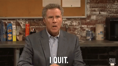 A Man In A Suit Is Saying I Quit While Sitting In Front Of A Microwave . GIF